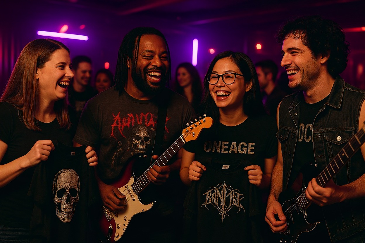 Female rocker with electric guitar in studded jacket – bold rock style fashion and music inspiration.”