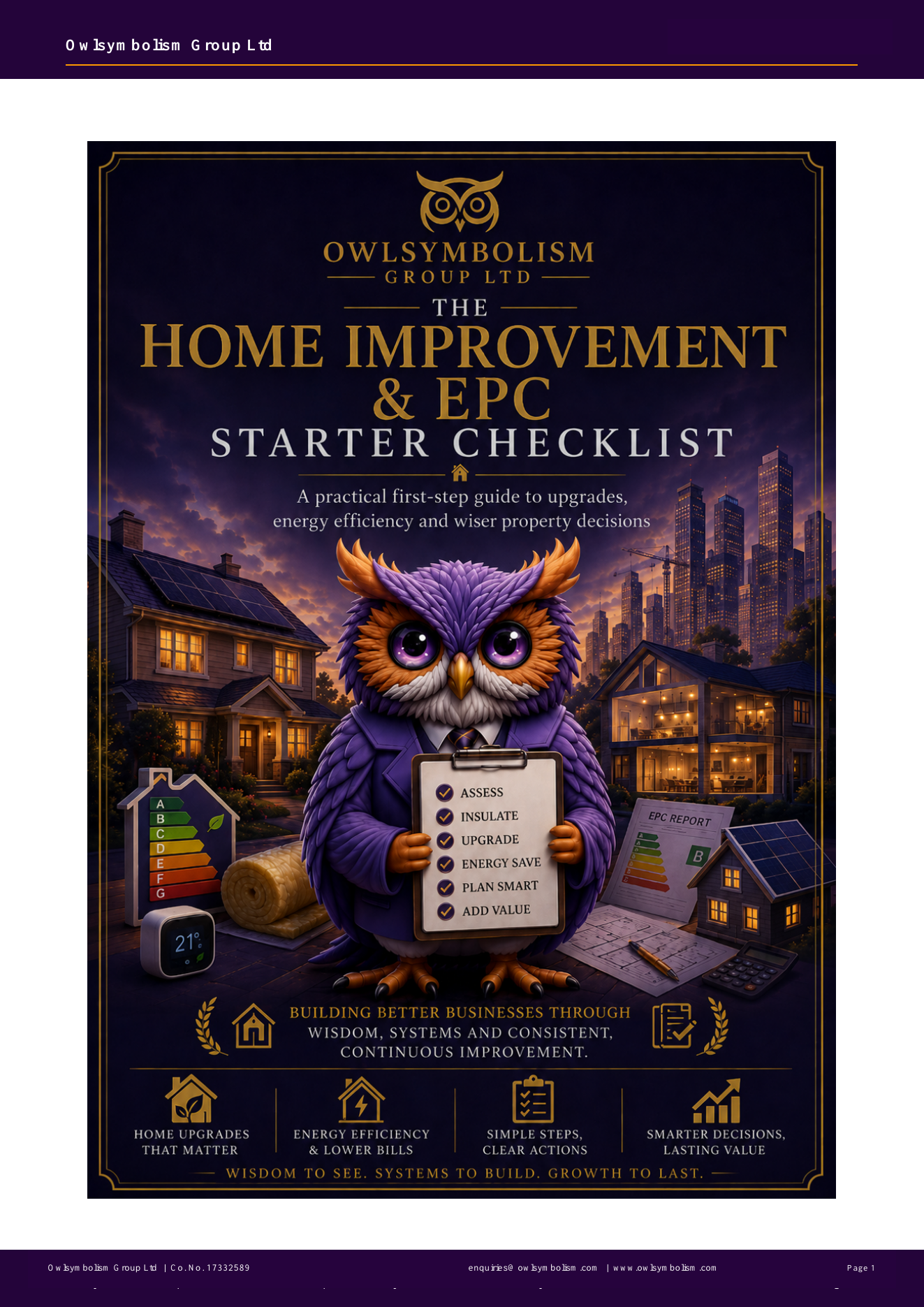Front cover of The Home Improvement and EPC Starter Checklist