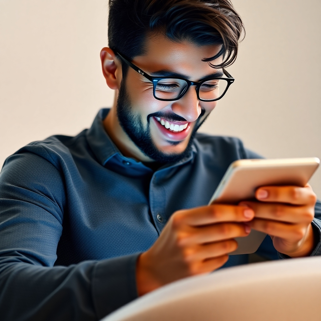 A person smiling while effortlessly using a crypto wallet app on a tablet. The interface should be clean and minimalist. The background should be bright and airy, conveying a sense of ease and simplicity.  The overall mood should be positive and inviting.