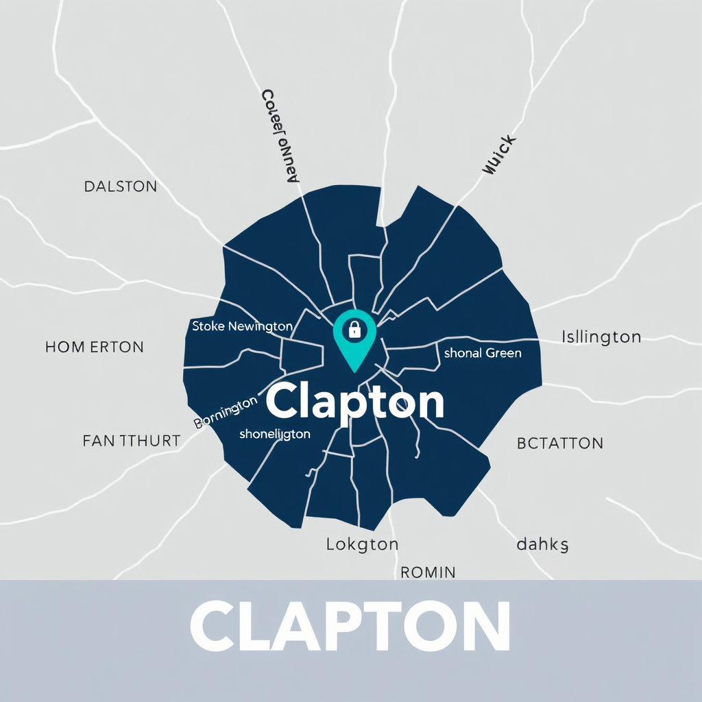 Map highlighting LockPilot Locksmith Clapton service areas in East London