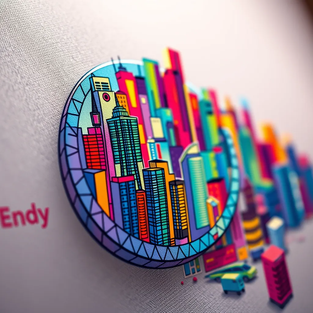 A close-up shot of a hand-drawn animation of a brand logo transforming into a vibrant, colorful cityscape. The animation is filled with details, showcasing the brand's values and story in a captivating way.