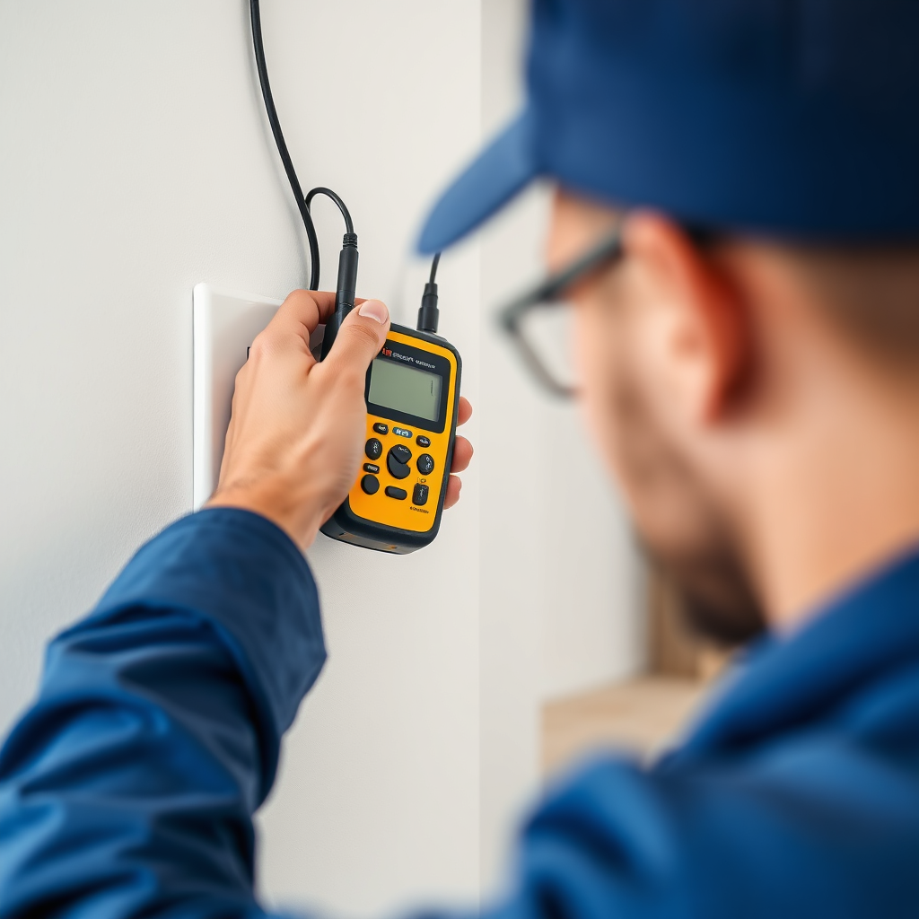 Electrician performing inspection