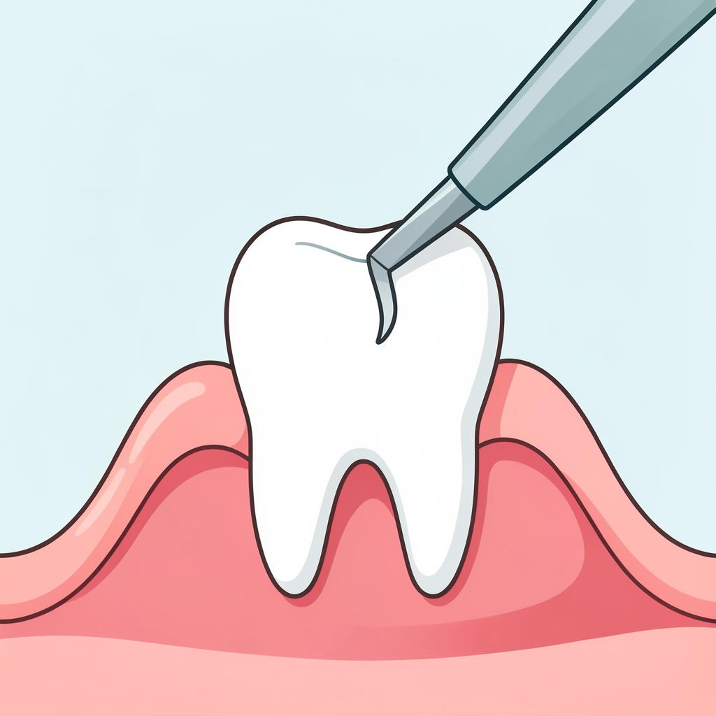 Illustration of a regular dental cleaning above the gumline