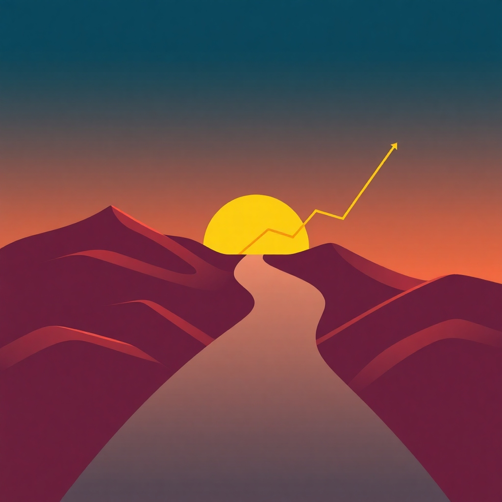 A stylized image depicting a path leading to success.  The path could be visualized by a line graph going up. The style should be professional and aspirational. The resolution should be 4K.
