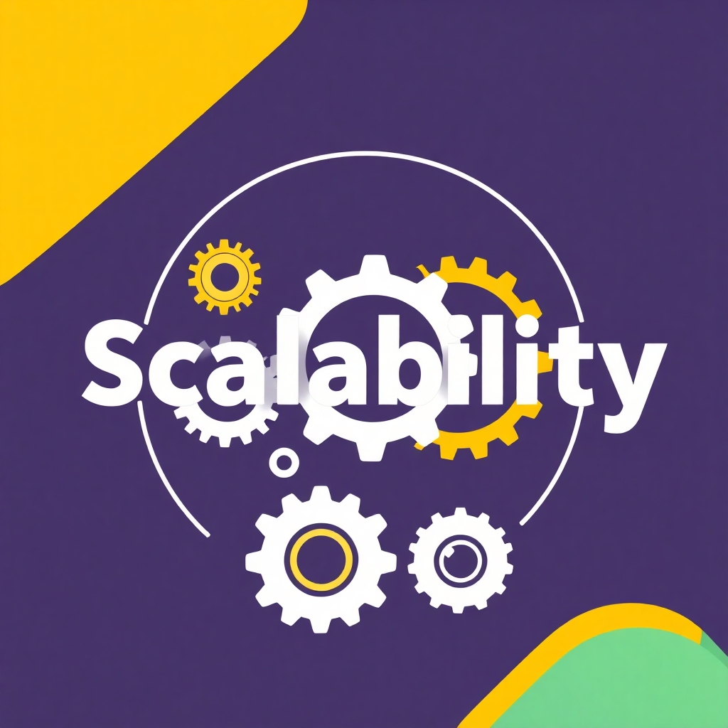A stylized image representing scalability through a concept like interconnected gears or building blocks. Use bright colors and a clean design. The image should be high-quality, sharp, and suitable for a 4K display.