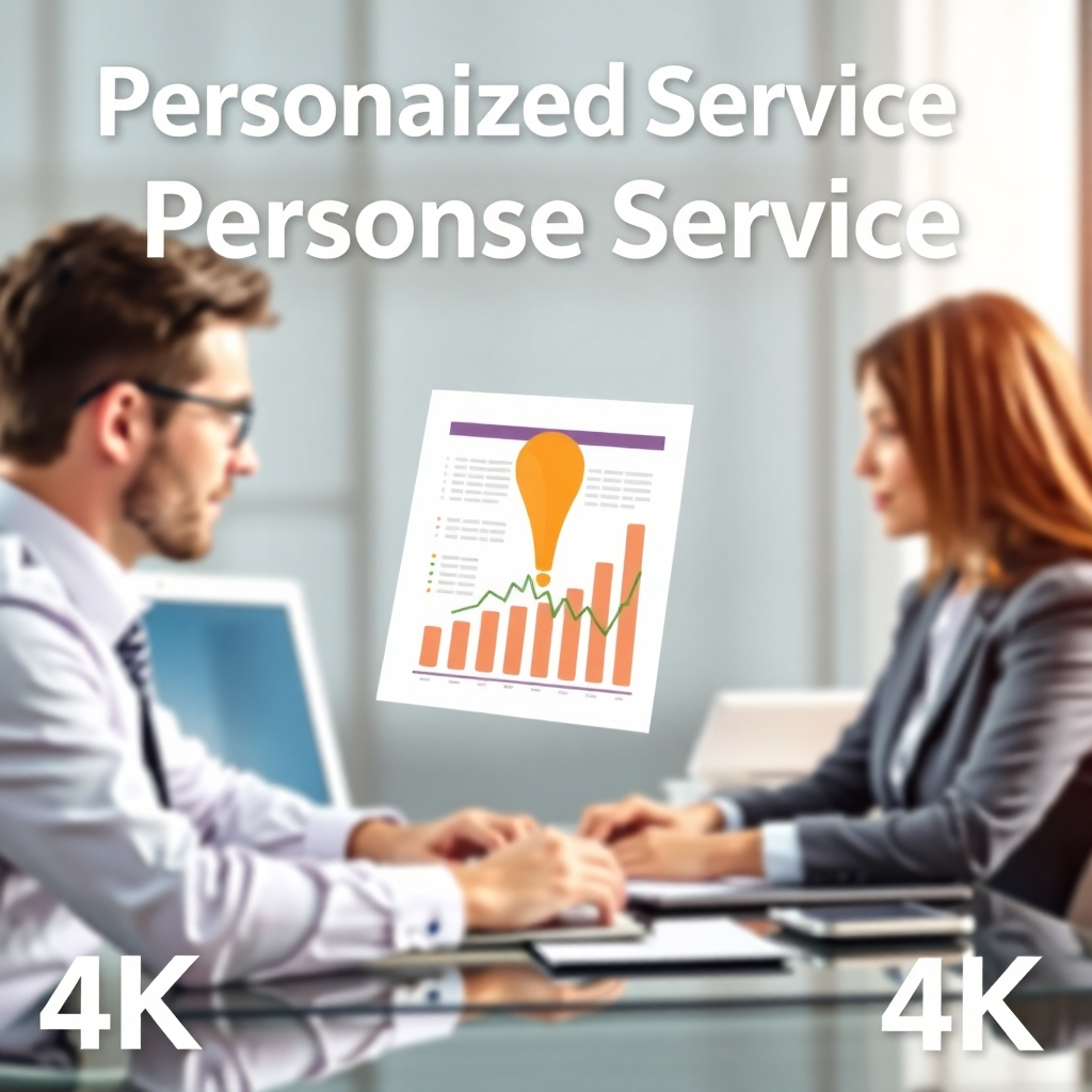 A stylized image representing personalized service through a concept of a customized business plan or financial model being carefully reviewed by an accountant. Use soft, warm colors and a slightly abstract style. 4K resolution.