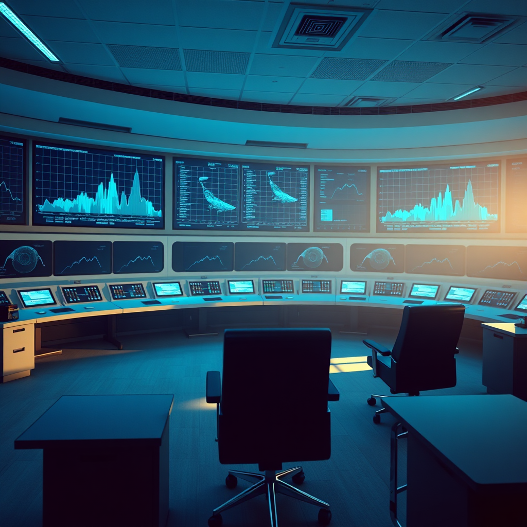 Modern mission control concept scene