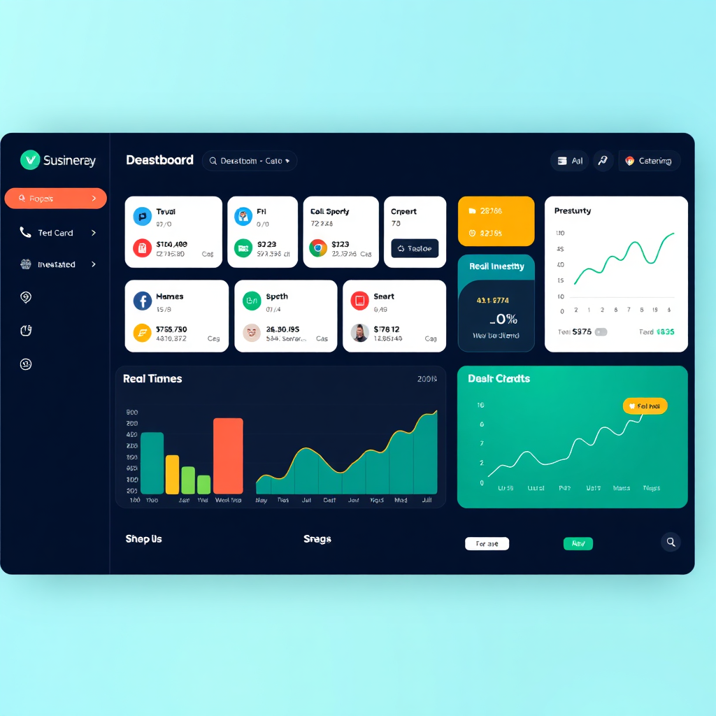 A dashboard displaying various investment options, charts, and real-time data. Use a sleek, modern design with vibrant colors to represent growth and opportunity. Emphasize clarity and ease of use.