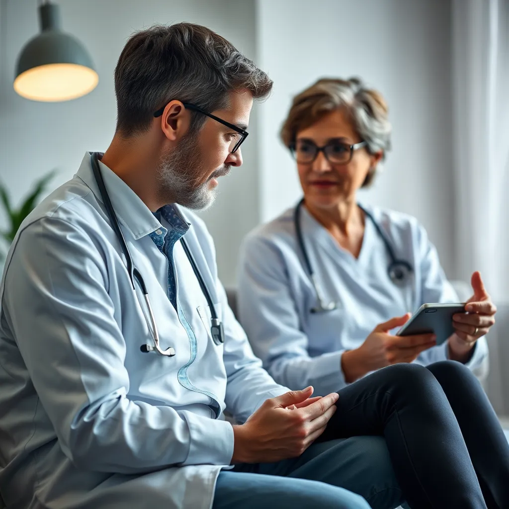 A close-up image of a therapist sitting with a patient, both engaged in a conversation. The patient should have a visibly different neurodivergent characteristic, such as a fidget spinner or a comfort item. The image should exude empathy and understanding.