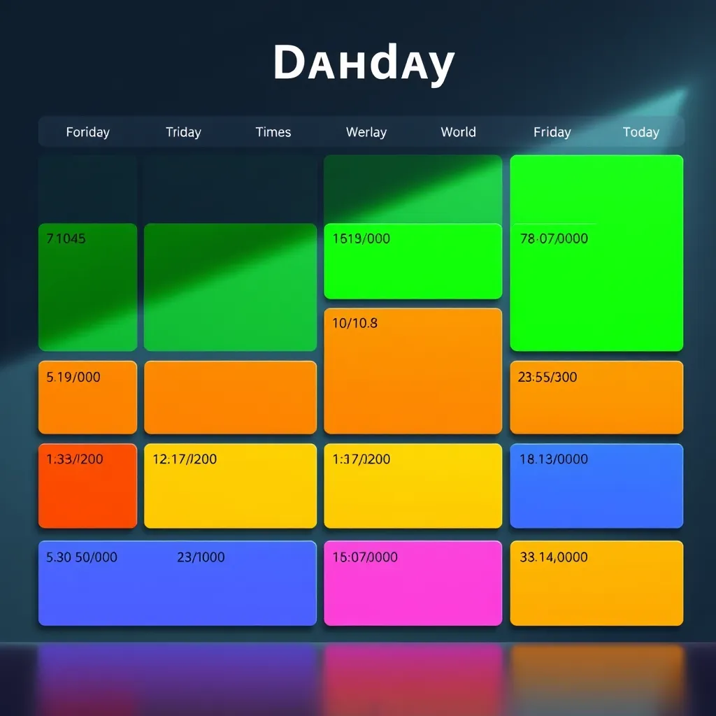 A minimalist illustration of a day divided into colored blocks, each block representing a different task with a specific time limit.  The colors are bright and vibrant, representing different categories of tasks.  The overall feeling should be one of organization and clarity. 