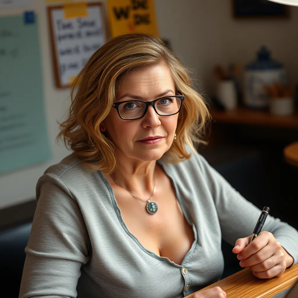 A photorealistic image of an adult with ADHD sitting at a desk, using a light therapy lamp. They are focused on their work, and the light from the lamp is illuminating their face and workspace.