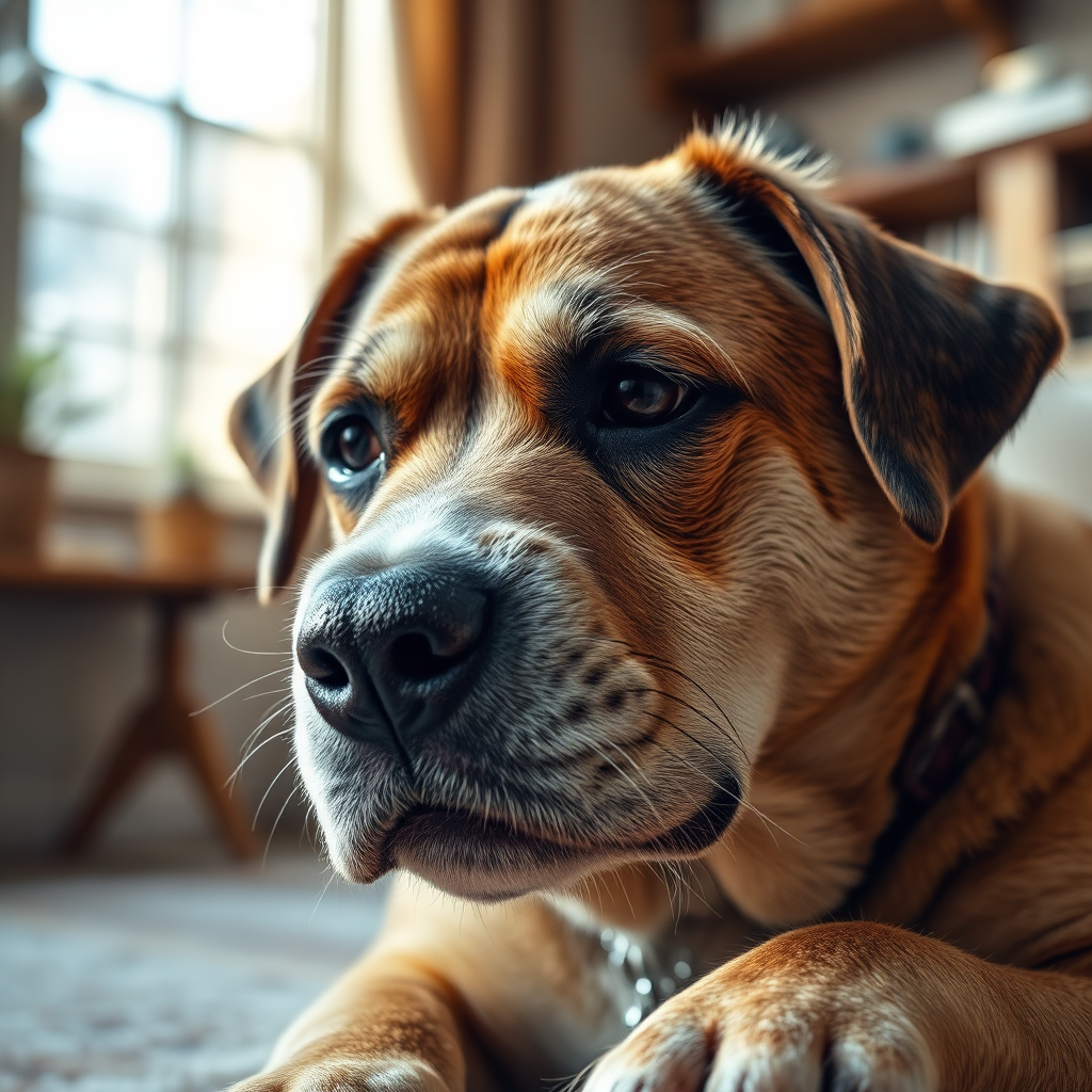 Cão triste a coçar-se intensamente
