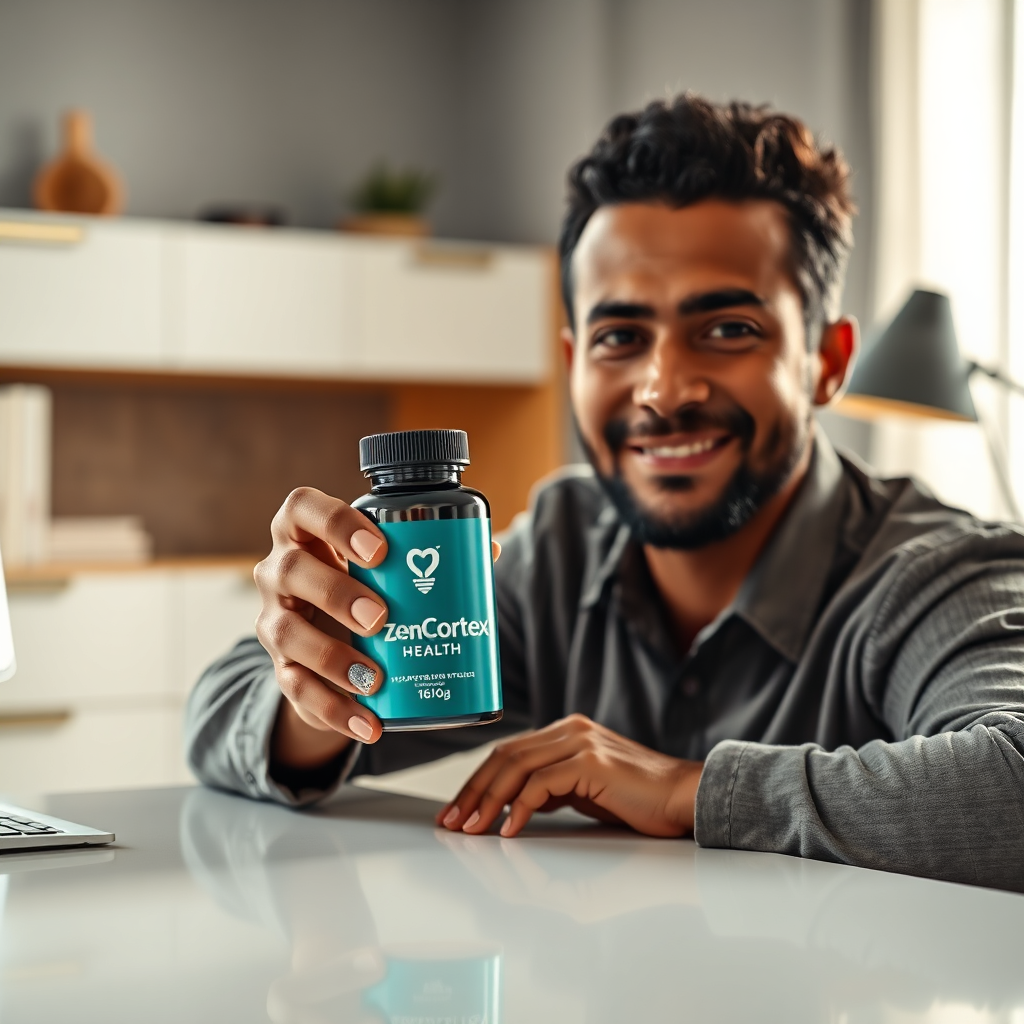 ZenCortex bottle on a clean desk