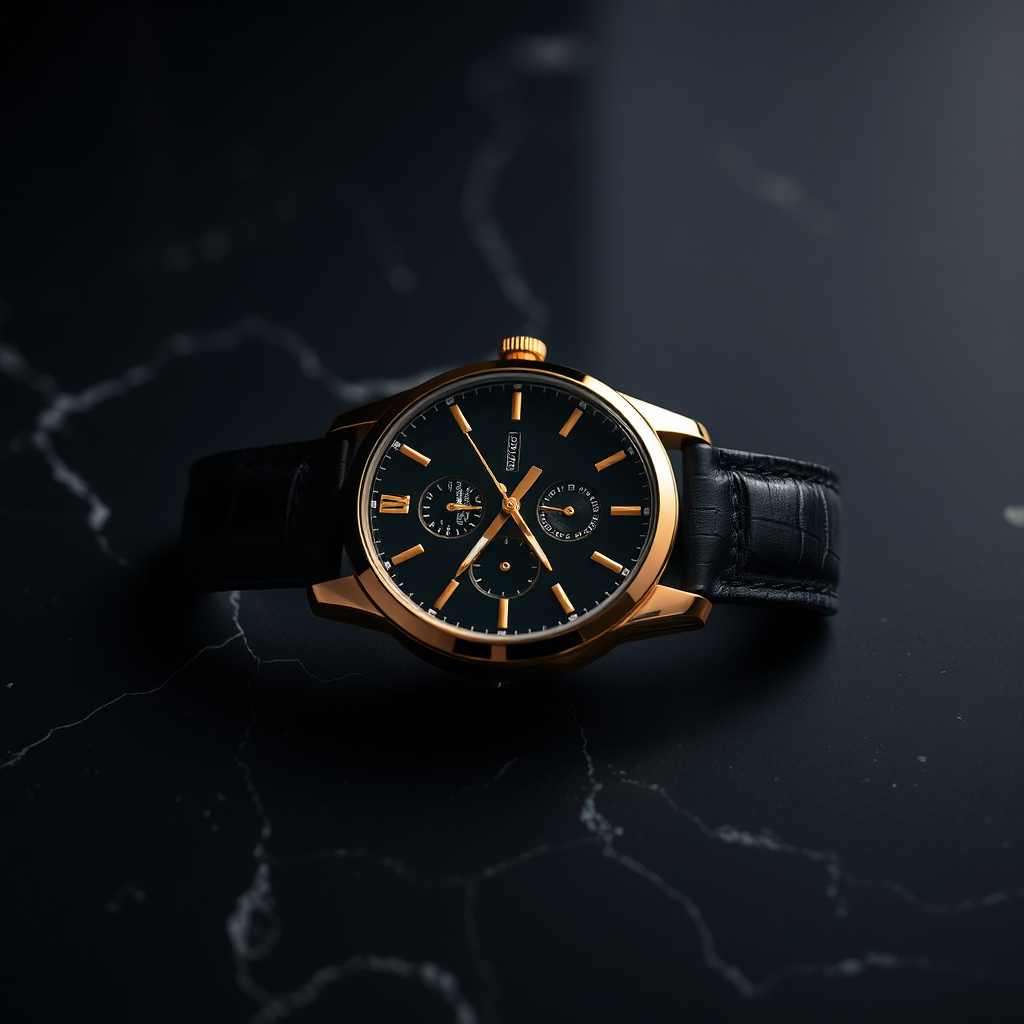 Signature AETHER watch on navy marble