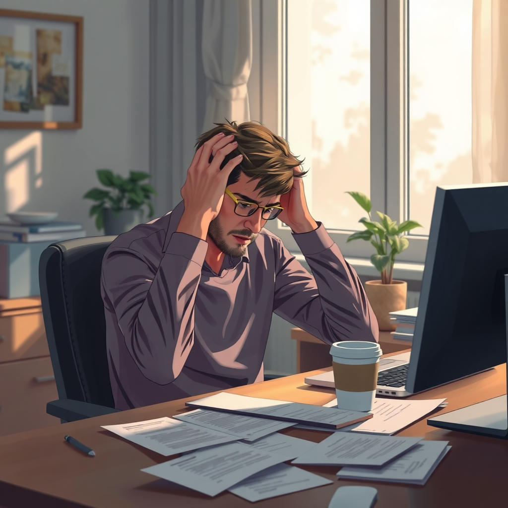 Person feeling tired at desk