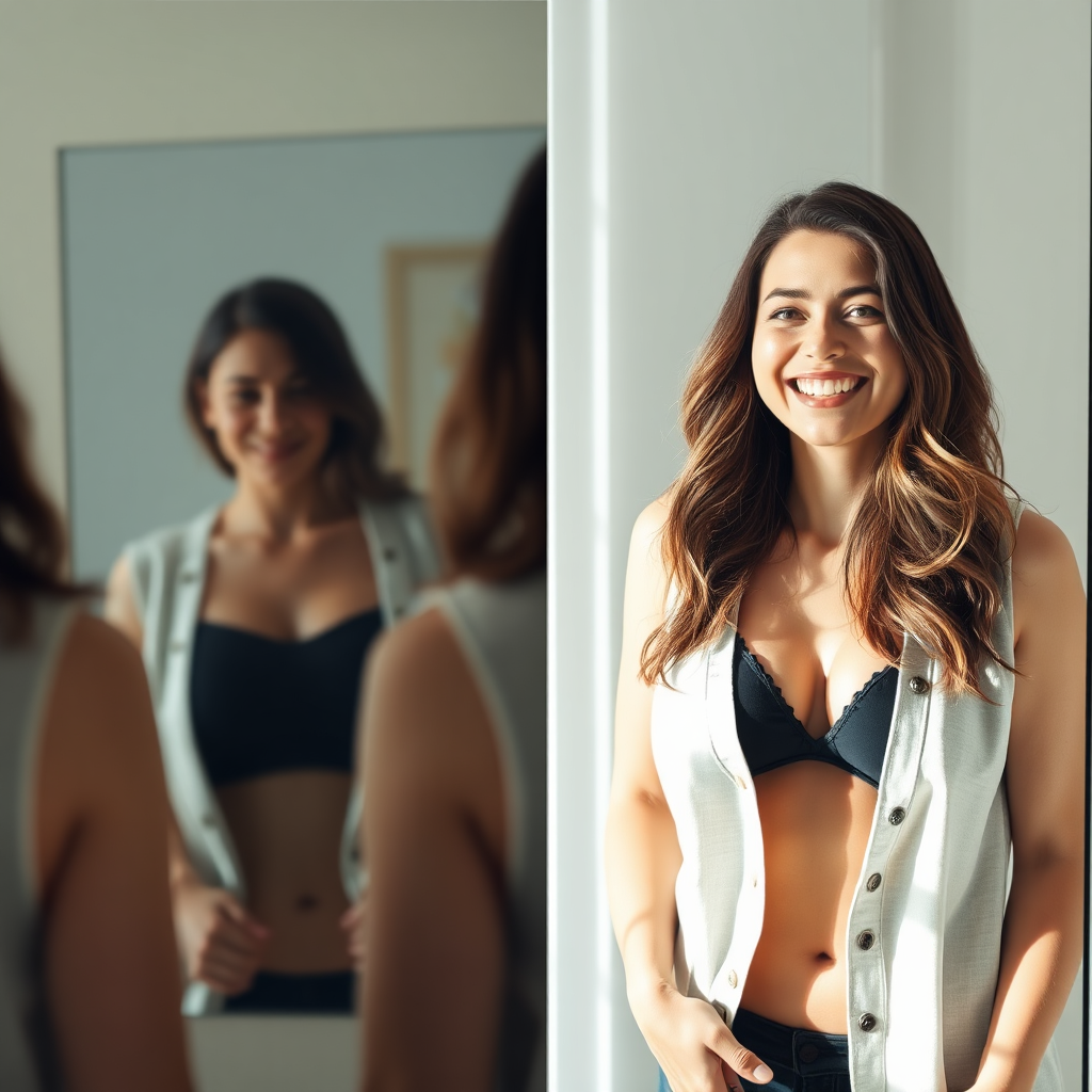 Mulher antes e depois da confiança