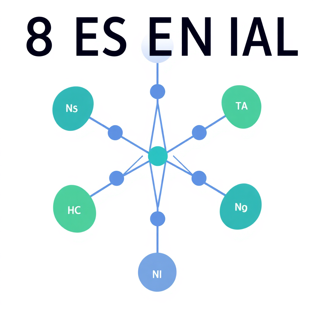 Graphic illustrating the 8 essential amino acids