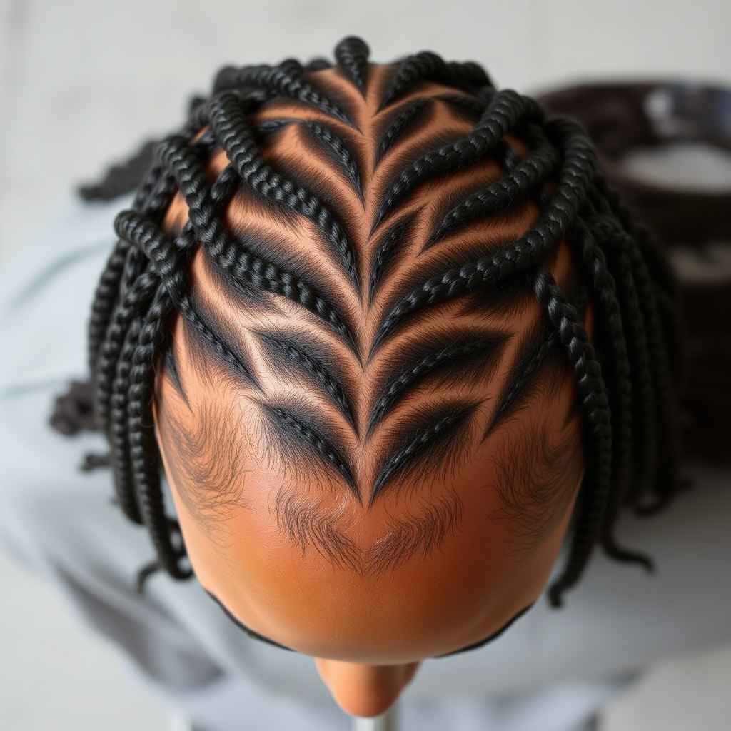 Intricate cornrows for wig prep
