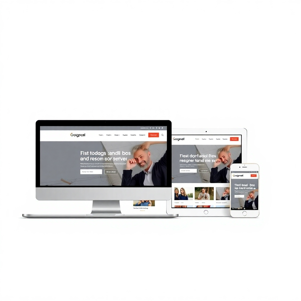 Create an image displaying the same website design across various devices (desktop, tablet, and mobile phone). The website should adapt seamlessly to each screen size. The devices should be placed side-by-side to showcase the responsive design. Style reference: Google's responsive design examples. Technical specs: 4K resolution, high quality.