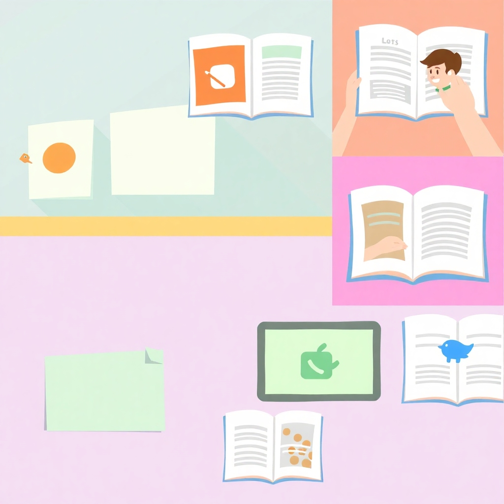 Create a series of playful animated GIFS showing the website's features. Each GIF should showcase a different interactive element, such as turning pages of a digital book or interacting with a playful character. The style should match the overall whimsical aesthetic of the website. The GIFs should be high-quality and smooth, creating an appealing visual experience.