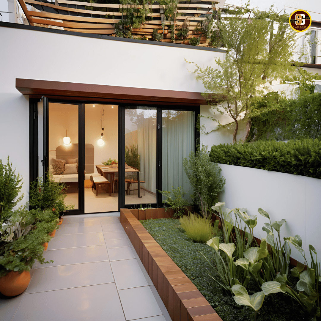 A real estate agent presenting a couple with a key to a new apartment. They stand in front of a luxurious apartment building with a beautiful outdoor garden, emphasizing the agent's role in connecting buyers with their dream home.