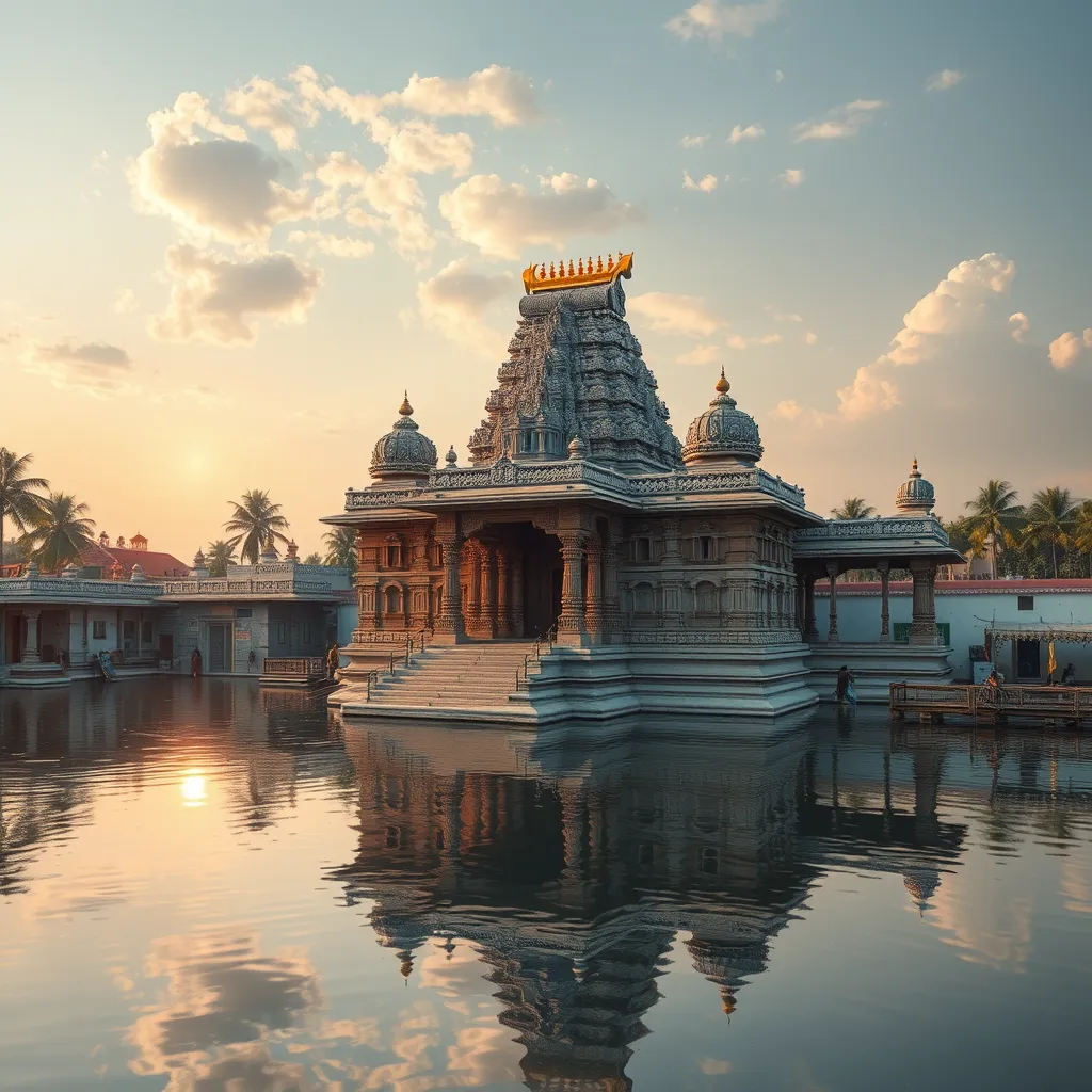 A photorealistic image of the Meenakshi Amman Temple in Madurai, Tamil Nadu, during a vibrant Hindu festival. Capture the intricate details of the temple's gopurams (tower gateways), colorful sculptures, and bustling crowds in a festive atmosphere. The image should convey a sense of awe and grandeur, highlighting the architectural brilliance and spiritual significance of the temple.