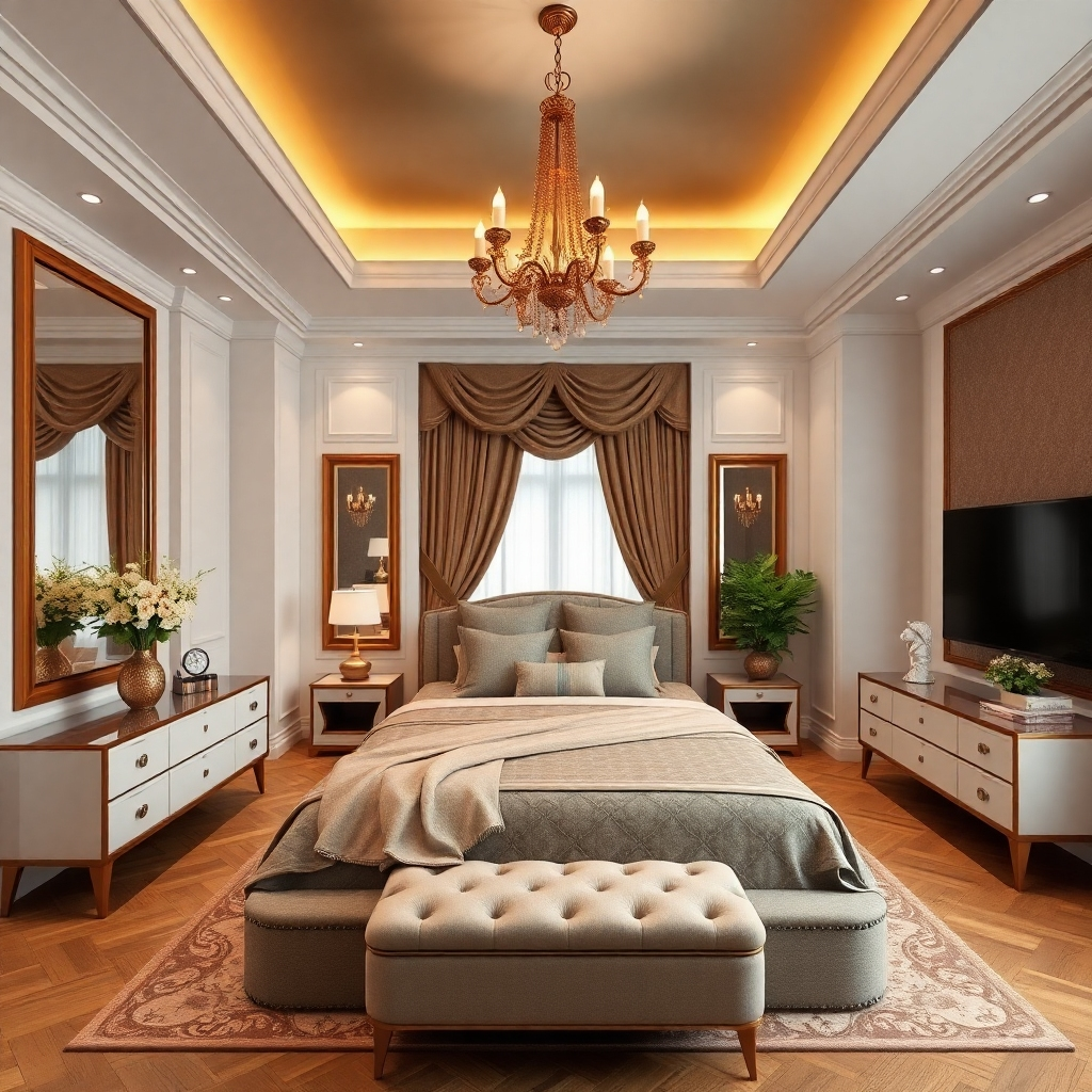 A warm and inviting scene depicting a friendly carpenter interacting with a satisfied customer in a well-furnished living room. The carpenter is presenting a finished wooden project, such as a handcrafted bookshelf or a custom-made table, to the customer who is expressing appreciation and delight. The room should be decorated with a touch of elegance and comfort, highlighting the positive impact of carpentry on home aesthetics.