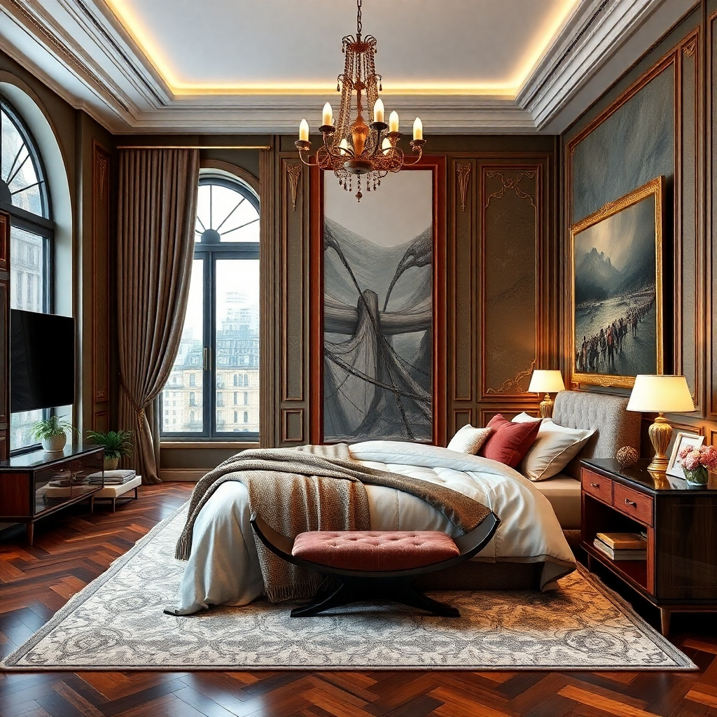 A warm and inviting scene depicting a friendly carpenter interacting with a satisfied customer in a well-furnished living room. The carpenter is presenting a finished wooden project, such as a handcrafted bookshelf or a custom-made table, to the customer who is expressing appreciation and delight. The room should be decorated with a touch of elegance and comfort, highlighting the positive impact of carpentry on home aesthetics.