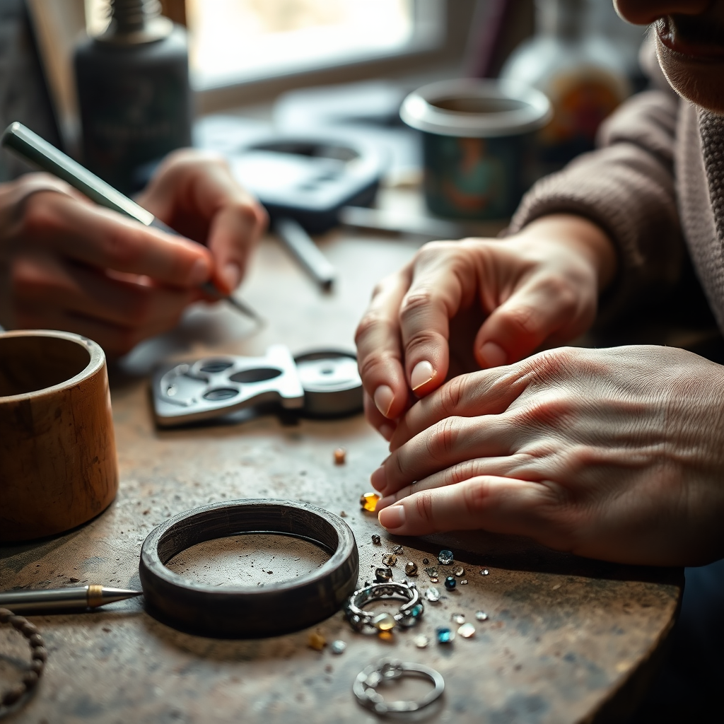 Intricate jewelry being made