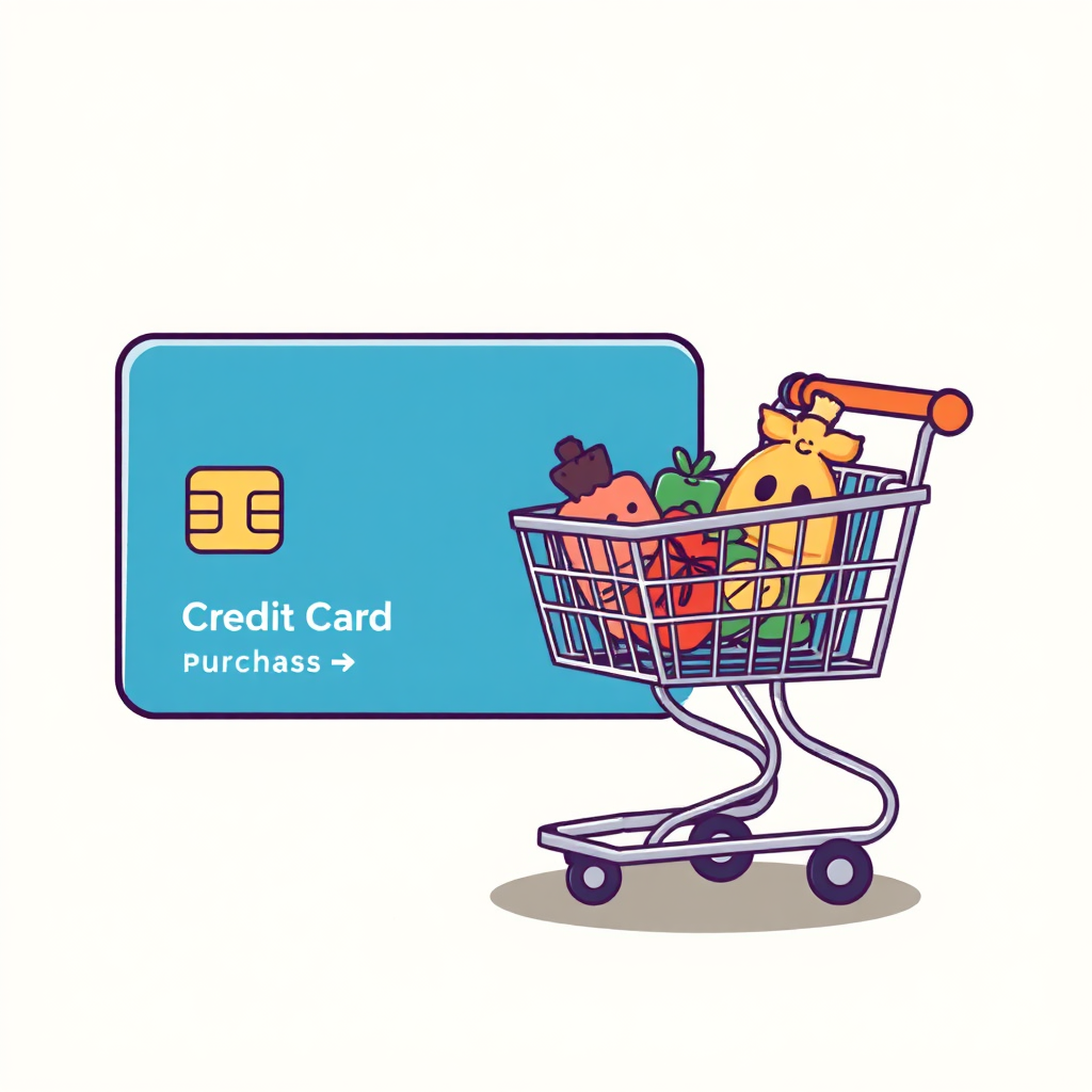 Credit card with shopping cart