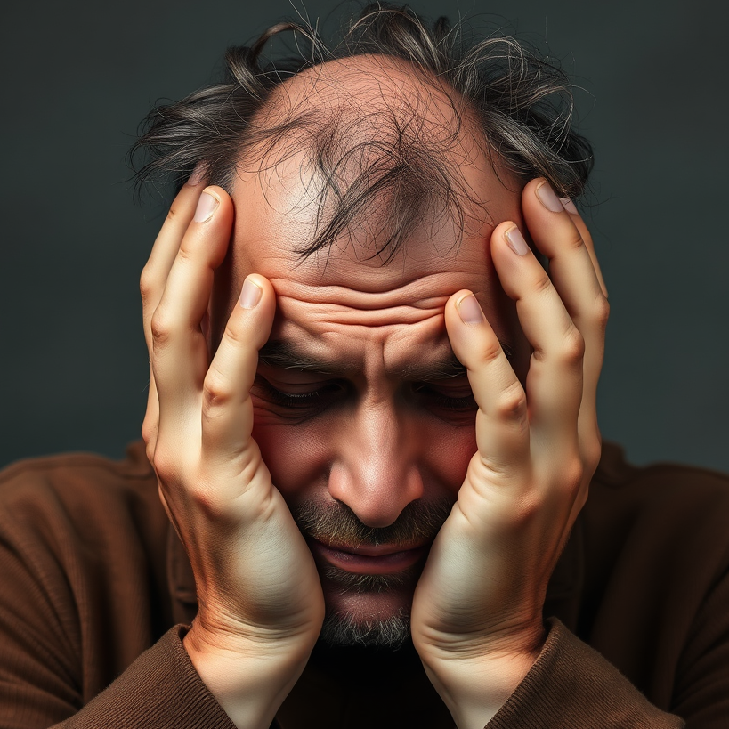 An informative scene showcasing a diverse group of individuals discussing hair loss causes, with visuals of various products and research materials scattered on a table. Soft lighting fosters an intimate yet educational atmosphere, with a focus on expressions of curiosity and concern. The color palette incorporates warm tones to create a welcoming environment. The image should have detailed textures highlighting hair products and faces, shot in a storytelling style.