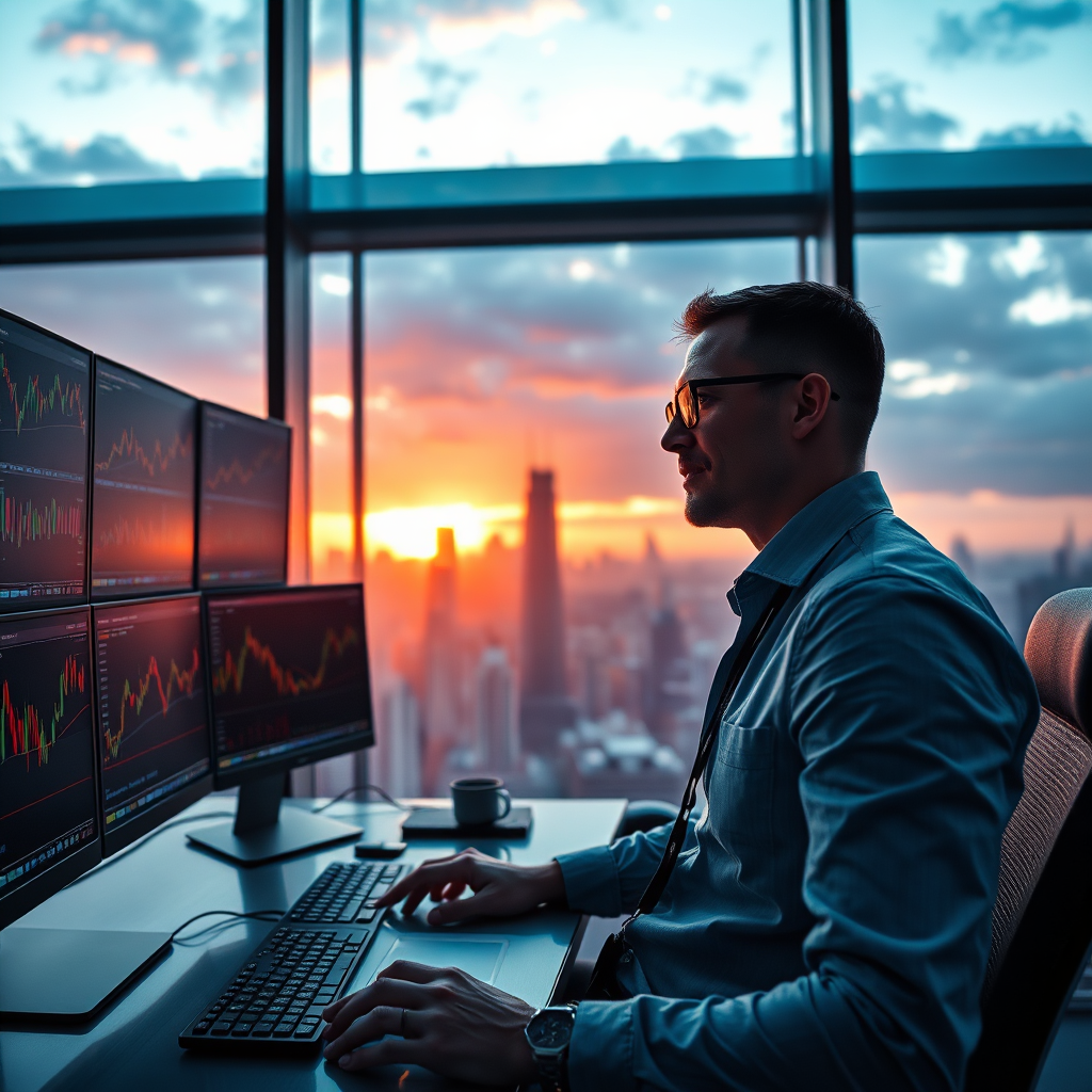 Hero visual: forex trading desk and screens