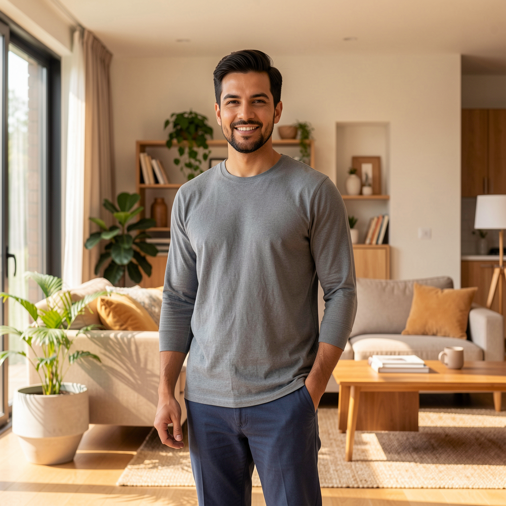 Confident man in a modern setting