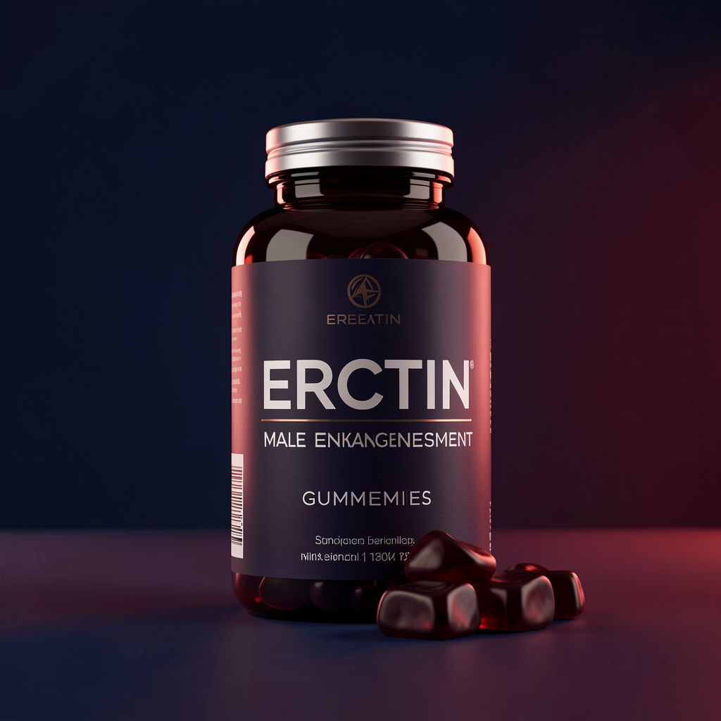 Erectin Gummies bottle on a dark background