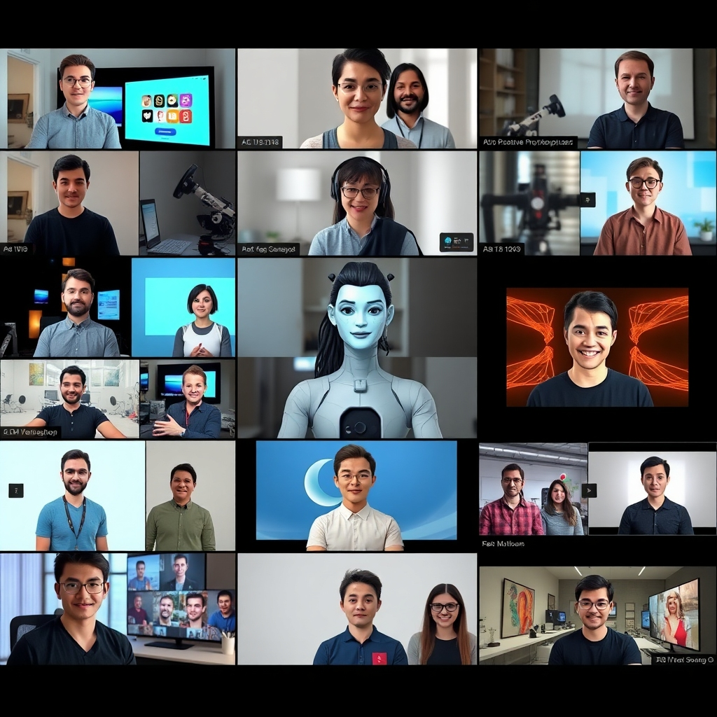 A montage showcasing various applications of AI avatars in different video contexts, including product demos, educational videos, and marketing campaigns. A dynamic and fast-paced montage.