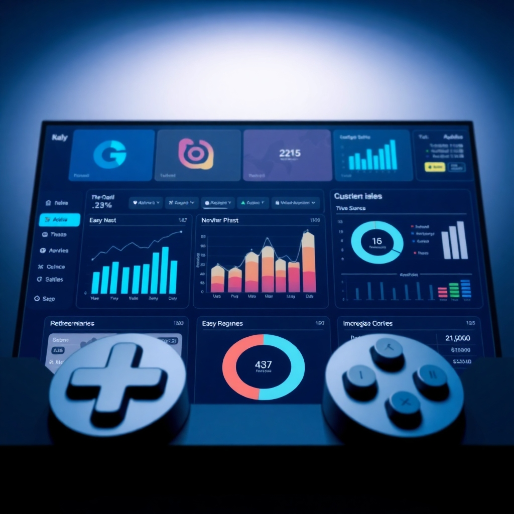 A photorealistic image of a user-friendly dashboard displaying data from various advertising platforms. The dashboard features clean, intuitive charts and graphs that visualize key performance indicators. The design is modern and professional, with a focus on usability and accessibility. The lighting is soft and neutral to reduce eye strain. The composition emphasizes the consolidation of data and control. Technical specs: 4K resolution, high quality.