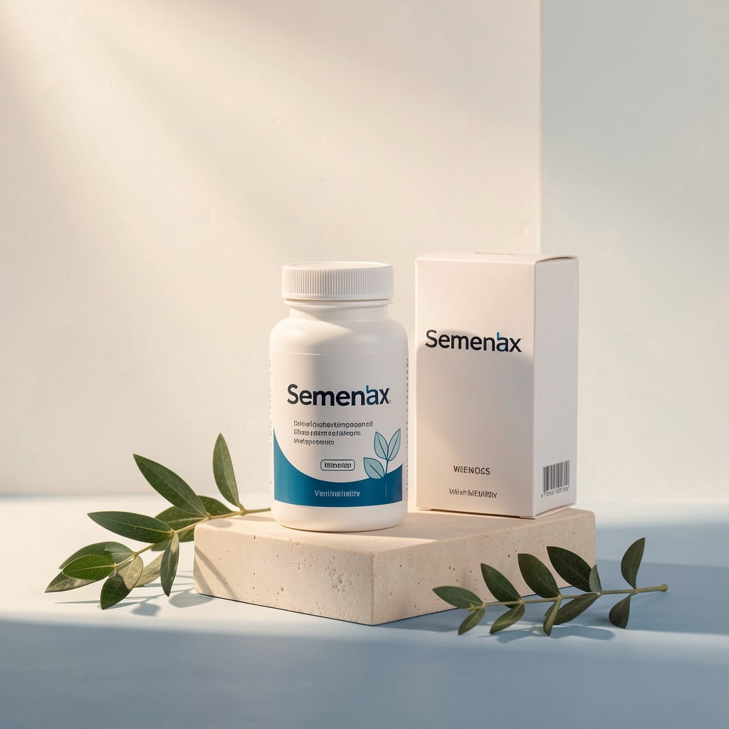 Semenax supplement bottle in a clean studio setting