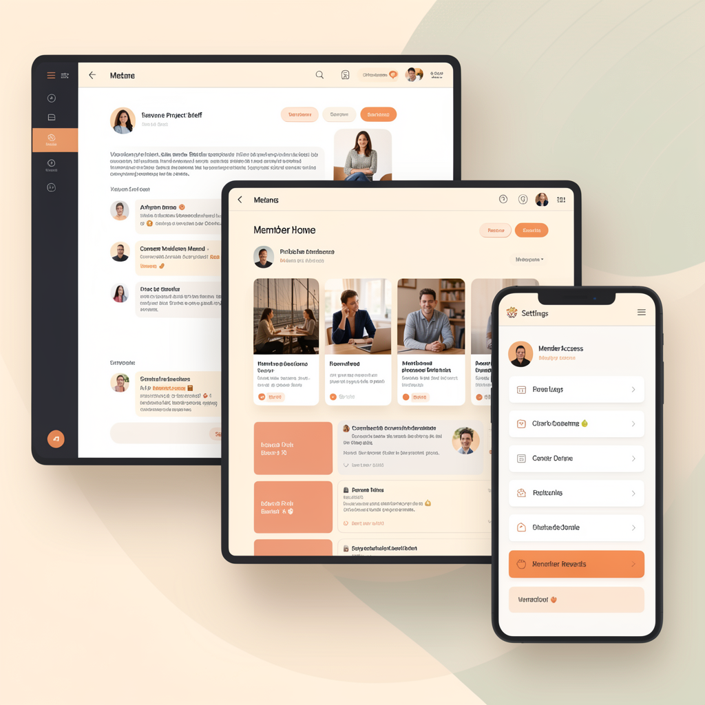 Online community platform interface montage