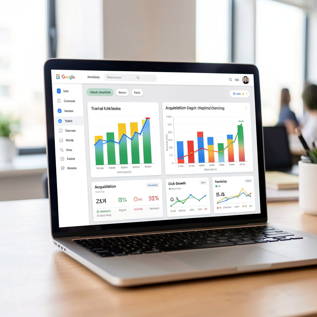 Fictional analytics growth dashboard