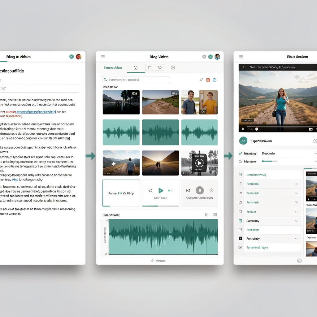 Conceptual three-step article-to-video workflow