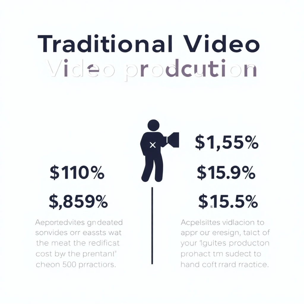 A stylized image illustrating a comparison between traditional video production costs and AiSpokeStudio's cost-effectiveness. Clean design, contrasting colors to highlight the significant difference. Modern graph style.