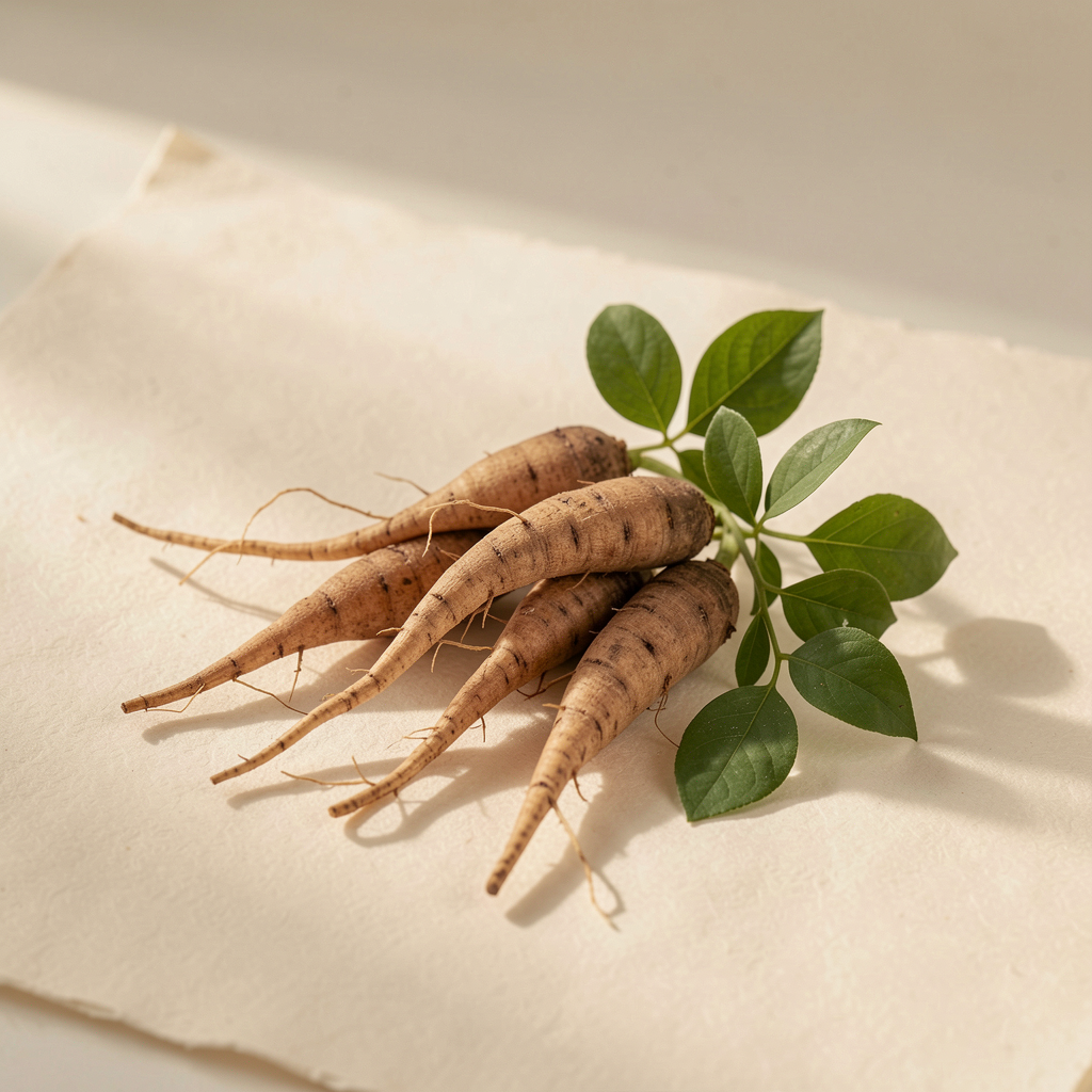 Ashwagandha roots and leaves