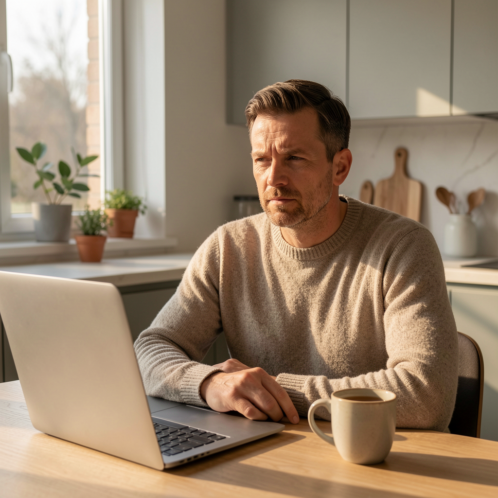 Man pausing during a demanding daily routine