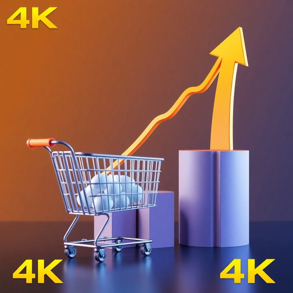 Visual depiction of conversions increasing, such as a shopping cart filling up or a sales funnel converting effectively. Focus on the upward trend and positive result. High-quality 4K resolution, emphasizing the conversion process.