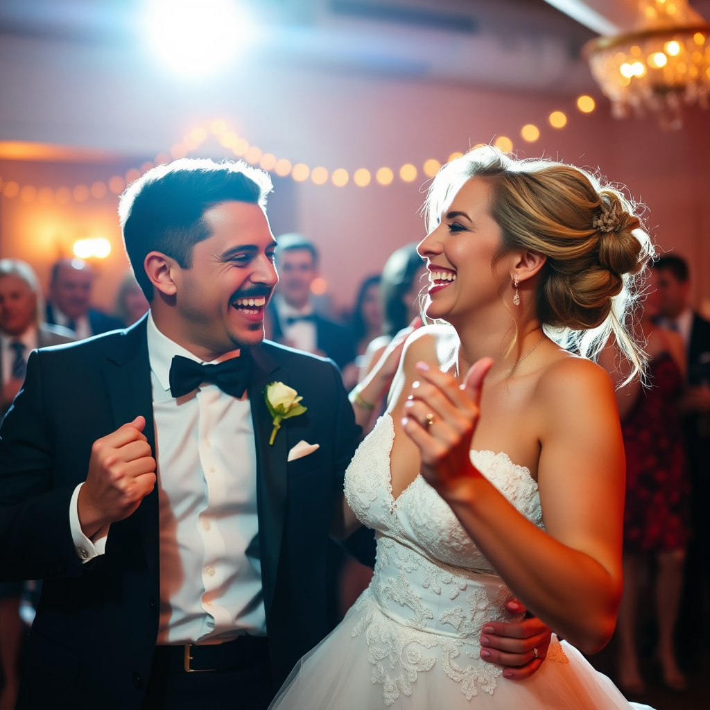 Eva a Adam sa zabávajú na svadobnej hostine