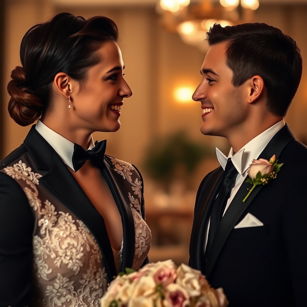 Eva a Adam vo svadobnom oblečení