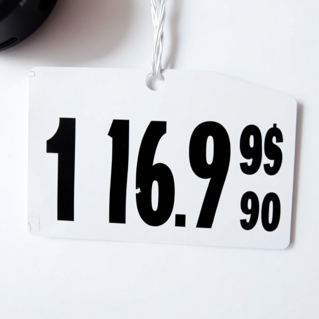 An image of a price tag with a clear and easy-to-read price. The background is clean and simple. Style: Clear, honest, trustworthy. Technical specs: Photorealistic, 8K resolution.