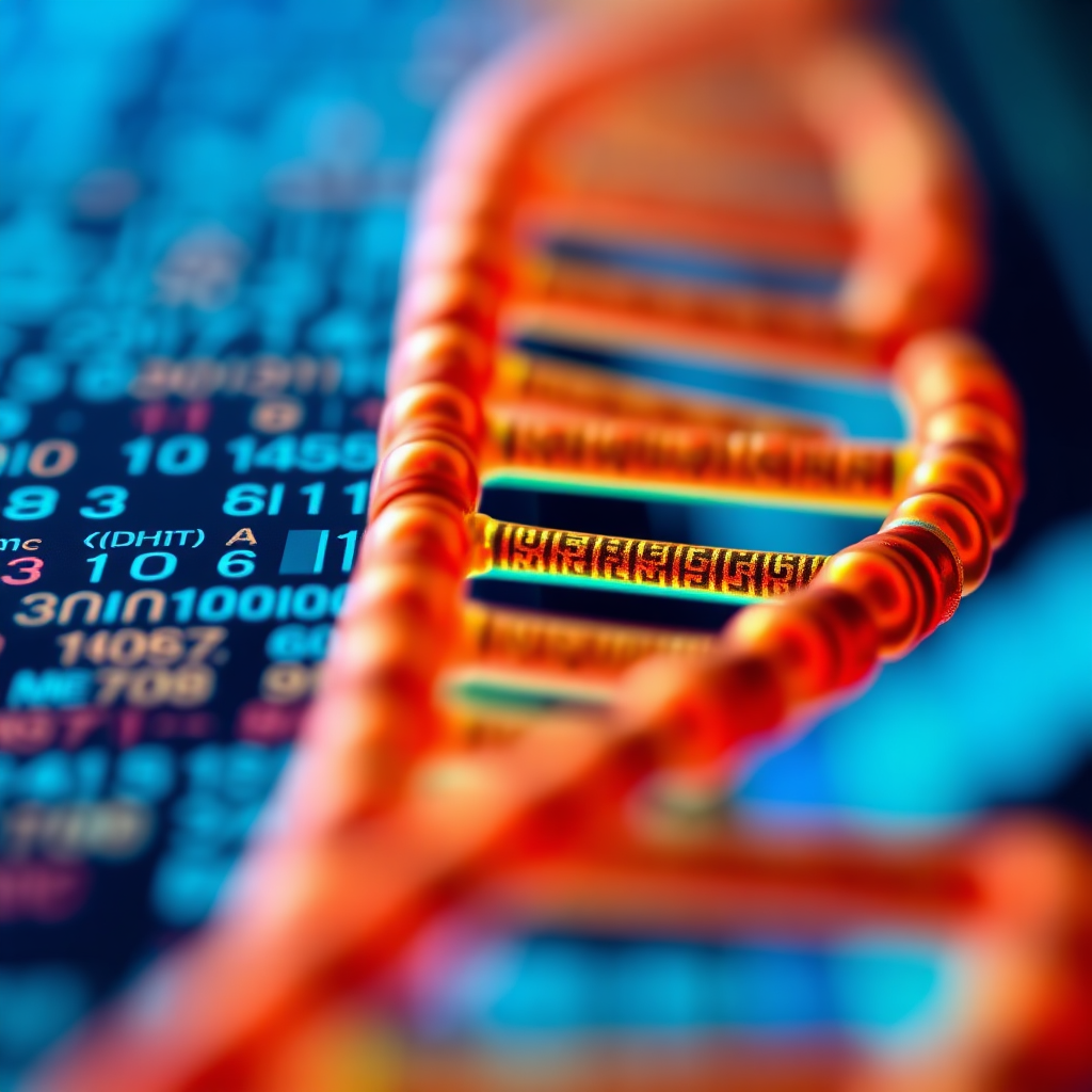 A close-up, abstract image of DNA sequencing data. The data is clear and precise, highlighting the accuracy of the testing process. Colors are vibrant and scientific.