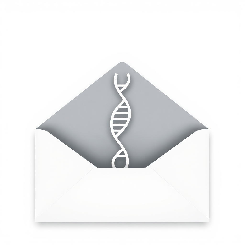 A minimalist image of a sealed envelope with a faint DNA symbol visible through it. The color palette is muted and professional, conveying secrecy and trust.