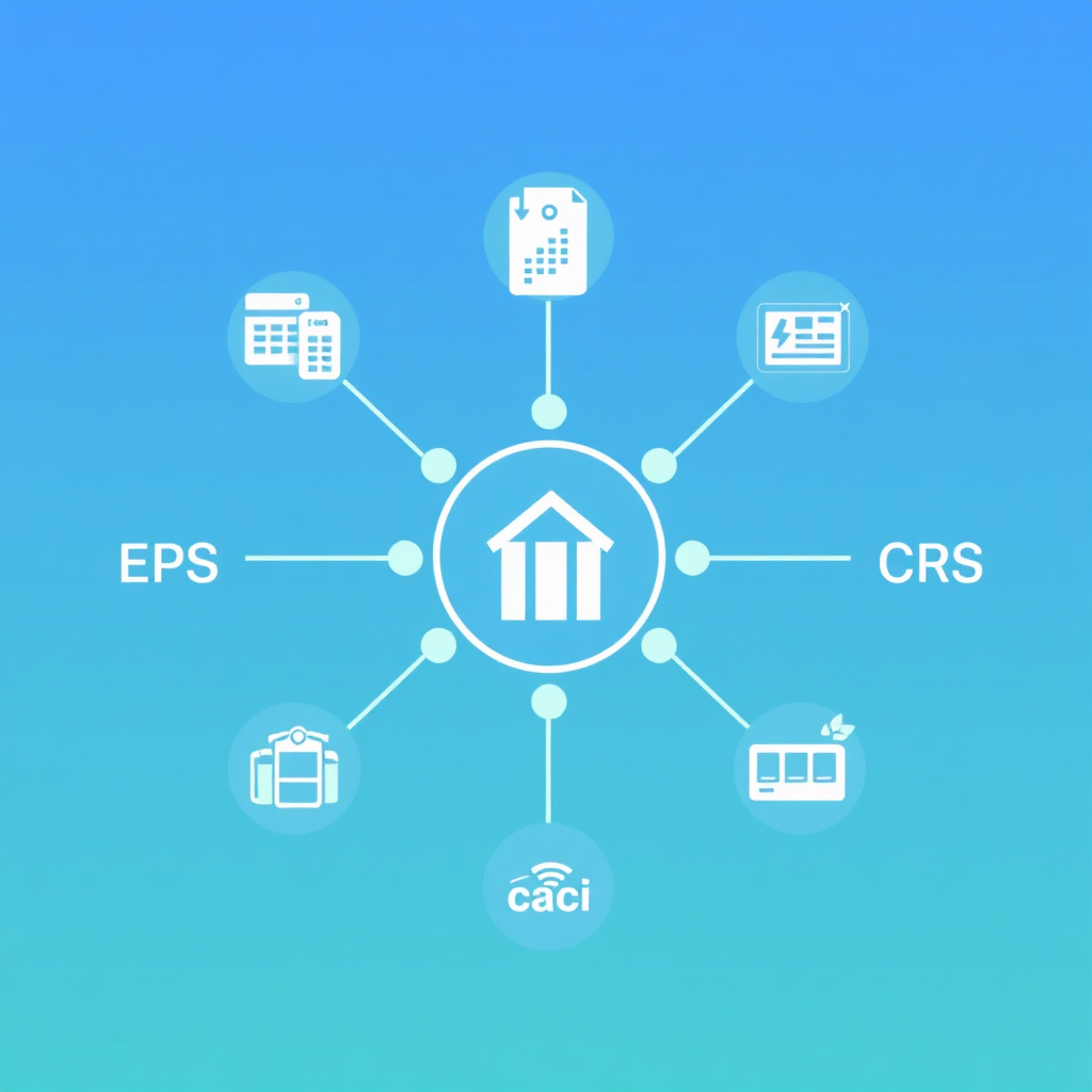 A stylized image depicting interconnected icons representing ERP, POS, and CRM systems, all linked to a central business hub. The color palette is a gradient of blues and greens, symbolizing integration and growth. The style is modern and minimalist.